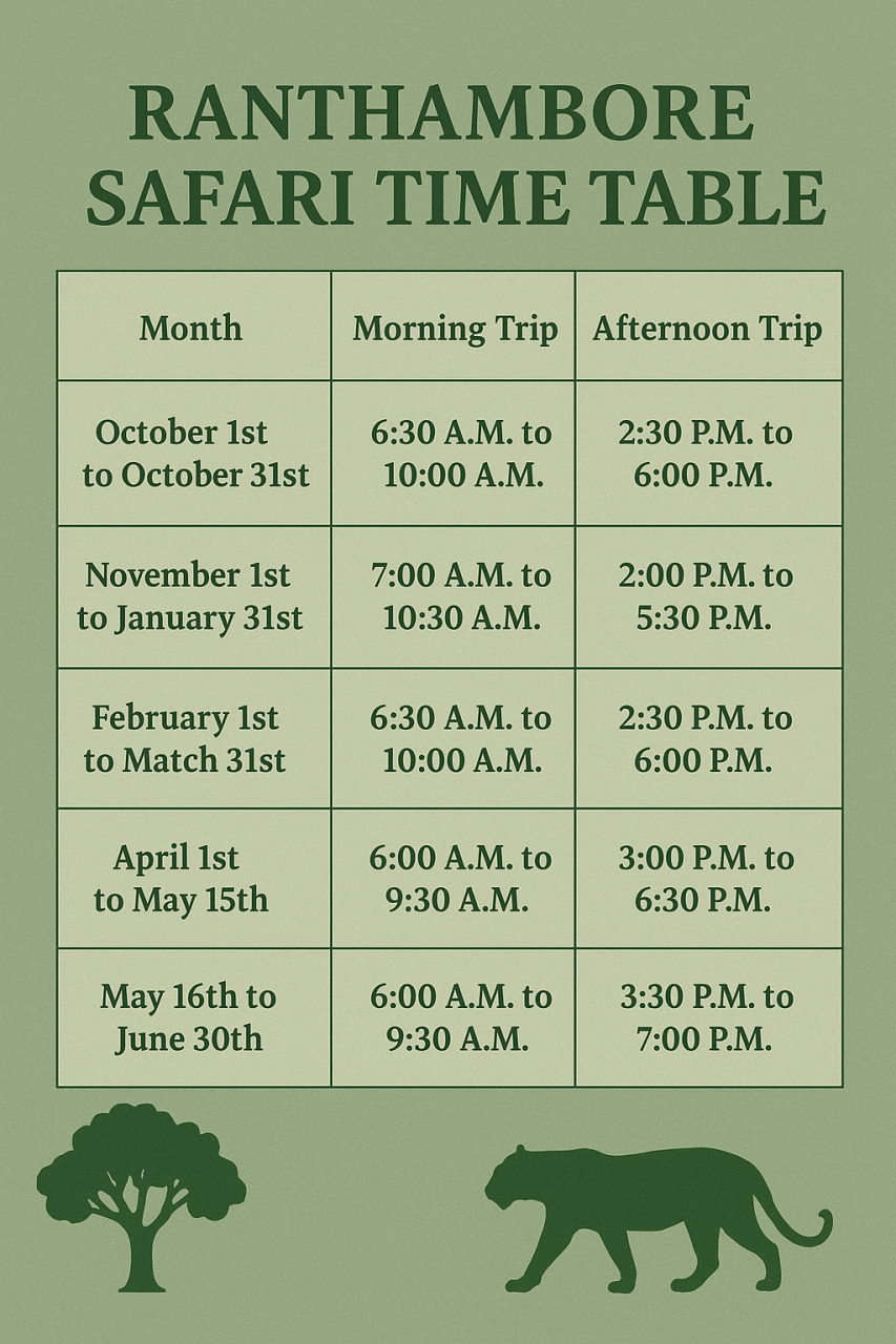 Ranthambore National Park Safari Timings